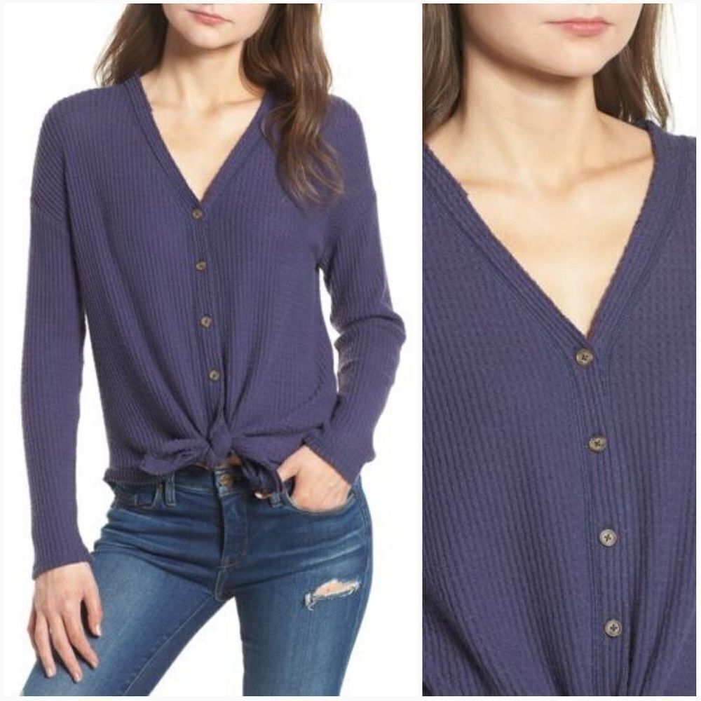 Socialite Thermal Button Front Shirt Sz XS